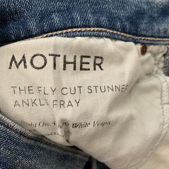 Mother The Fly Cut Stunner Ankle Fray In Night On A Shiny White Vespa Women’s 26 - Picture 15 of 16